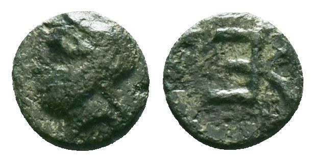 Greek
Troas, Kebren. AE. Circa 412-399 BC.
Obv.: Head of satrap left, wearing la...