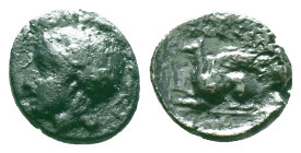 TROAS. Assos. (4th-mid 3rd century BC).
AE Bronze
Obv: Head of Athena to right, wearing crested Attic helmet.
Rev: AΣΣI Griffin to left.
SNG Arika...