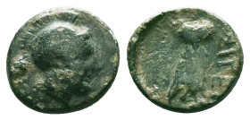 Greek
TROAS. Sigeion. (4th century BC). Ae.
Obv: Helmeted head of Athena right.
Rev: ΣΙΓΕ.
Owl standing right, head facing.
BMC 19-20.

Reference :
Co...