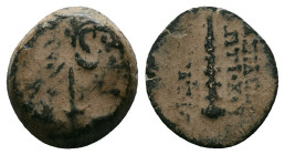 Greek Coins, 4th - 1st century B.C. AE
Reference :
Condition: Repatinated. Very Fine

Weight: 2.89 gr.
Diameter: 14.6 mm