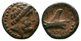 Greek Coins
PHOENICIA. Arados. Ae (Circa 2nd century BC).
Obv: Laureate head of Zeus.
Rev: Triple-pointed ram of galley left.
Reference :
Condition: V...