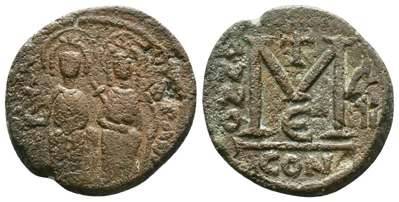 Byzantine Coins
Justin II with Sophia, 565 - 578 AD
AE Follis, Constantinople ...