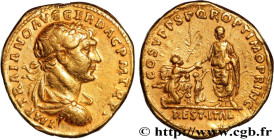 TRAJANUS
Type : Aureus 
Date : 117 
Mint name / Town : Rome, Decennalia 
Metal : gold 
Diameter : 19  mm
Orientation dies : 7  h.
Weight : 7,25  g.
Ra...