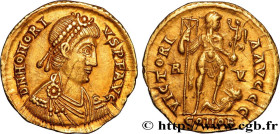 HONORIUS
Type : Solidus 
Date : 408-423 
Mint name / Town : Ravenne 
Metal : gold 
Diameter : 20  mm
Orientation dies : 12  h.
Weight : 4,47  g.
Obver...