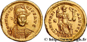 HONORIUS
Type : Solidus 
Date : 408-420 
Mint name / Town : Constantinople 
Metal : gold 
Diameter : 20,5  mm
Orientation dies : 6  h.
Weight : 4,37  ...