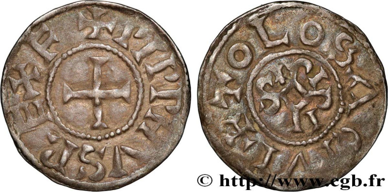 PÉPIN II OF AQUITAINE
Type : Denier 
Date : c. 845-848 
Mint name / Town : Toulo...