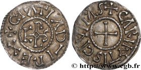 CHARLES II LE CHAUVE / THE BALD
Type : Denier 
Date : c. 864-875 
Date : s.d. 
Mint name / Town : Chartres 
Metal : silver 
Diameter : 20  mm
Orientat...