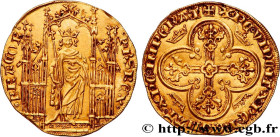 PHILIP VI OF VALOIS
Type : Royal d'or 
Date : 02/05/1328 
Date : n.d. 
Metal : gold 
Millesimal fineness : 1000  ‰
Diameter : 25,5  mm
Orientation die...