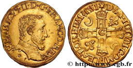 HENRY II
Type : Henri d'or, 1er type 
Date : 1551 
Mint name / Town : Saint-Lô 
Quantity minted : 5800 
Metal : gold 
Millesimal fineness : 958  ‰
Dia...