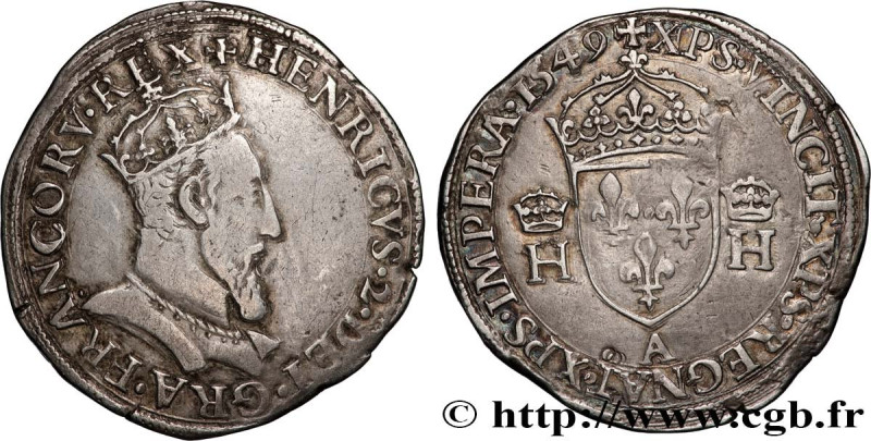 HENRY II
Type : Teston à la tête couronnée 
Date : 1549 
Mint name / Town : Pari...