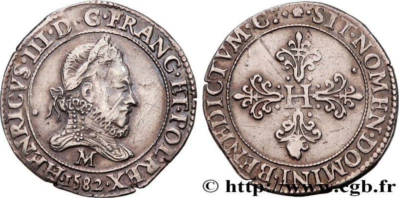 HENRY III
Type : Franc au col fraisé 
Date : 1582 
Mint name / Town : Toulouse 
...