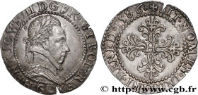 THE LEAGUE. COINAGE IN THE NAME OF HENRY III
Type : Demi-franc au col plat 
Date : 1586 (1591-1592) 
Mint name / Town : Poitiers 
Quantity minted : 38...