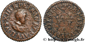 LOUIS XIII
Type : Piéfort quadruple du denier tournois 
Date : 1618 
Mint name / Town : Paris 
Metal : copper 
Diameter : 17,5  mm
Orientation dies : ...