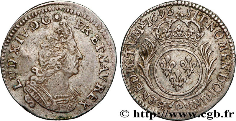 LOUIS XIV "THE SUN KING"
Type : Douzième d'écu aux palmes 
Date : 1696 
Mint nam...