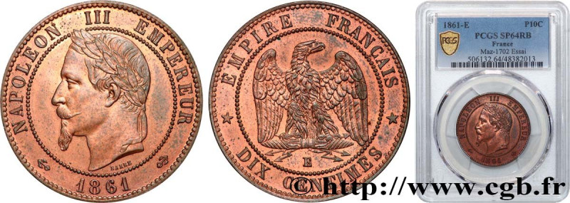 SECOND EMPIRE
Type : Essai de dix centimes Napoléon tête lauré 
Date : 1861 
Min...