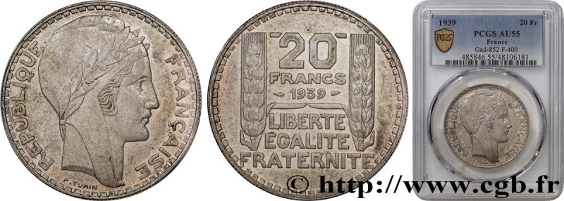 III REPUBLIC
Type : 20 francs Turin 
Date : 1939 
Quantity minted : 447763 
Meta...