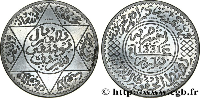 MOROCCO - FRENCH PROTECTORATE
Type : Essai lourd de 5 Dirhams Moulay Youssef I a...