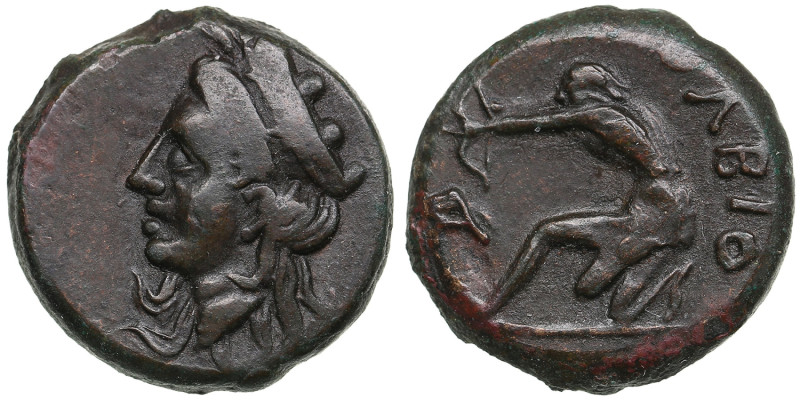 Skythia (Olbia) Æ17 (Dichalkon), c. 360-350 BC
4.79 g. 17 mm. Extremely rare con...