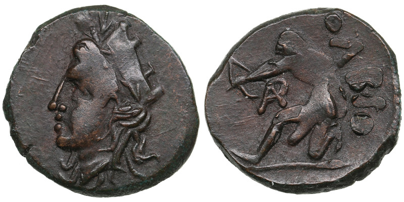 Skythia (Olbia) Æ18 (Dichalkon), c. 360-350 BC
3.51 g. 18 mm. Extremely rare con...