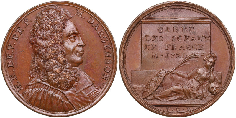 France Bronze Medal (1723-1724) - Famous Men of the Age of Louis XIV - Marc-René...