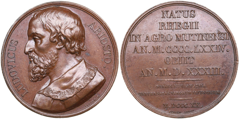 France Bronze Medal 1820 - Ludovico Ariosto (1474-1533)
37.43g. 41mm. AU/AU. Fro...