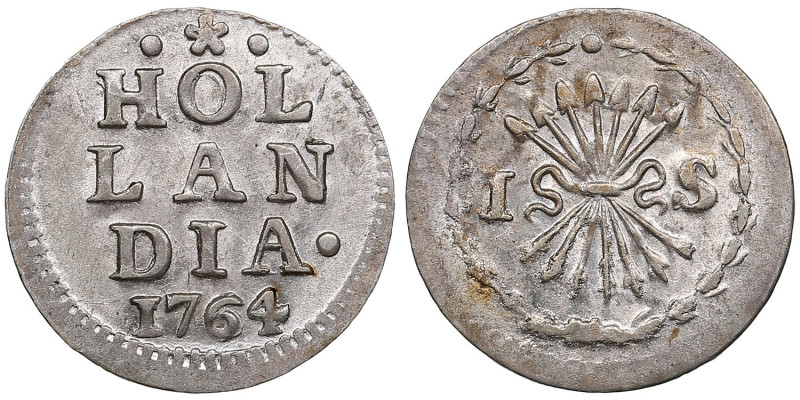 Netherlands (Holland) 1 Stuiver 1764
0.76g. AU/UNC. An attractive lustrous speci...