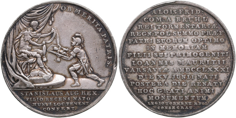 Poland Silver Medal 1781 - Commemorating the birth of Jan Maurycy Brühl - Stanis...