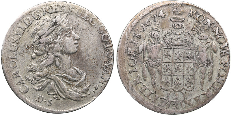 Pomerania (Germany / Sweden) 1/3 Taler (1/2 Gulden) 1674 DS - Karl XI (1660-1697...