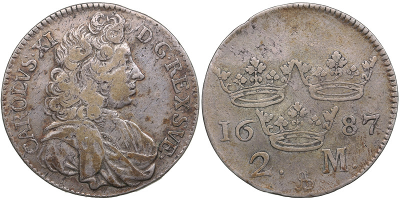 Sweden 2 Mark 1687 AS - Karl XI (1660-1697)
10.06g. VF/VF+. Delzanno 230; SM 148...