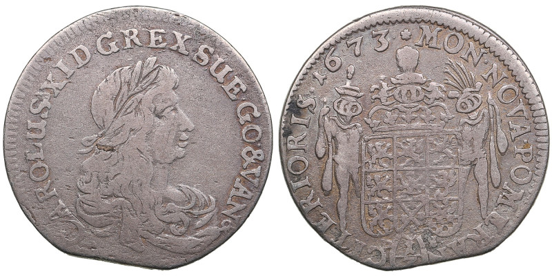 Pomerania (Germany / Sweden) 1/3 Taler (1/2 Gulden) 1673 DS - Karl XI (1660-1697...