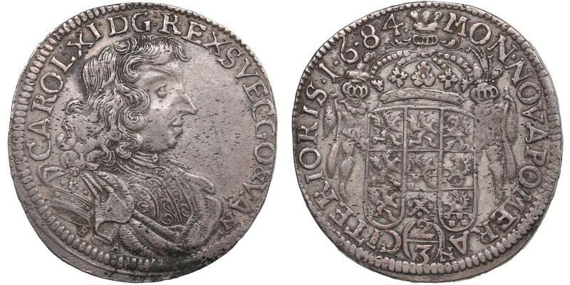 Pomerania (Germany / Sweden) 2/3 Taler (Gulden) 1684 BA - Karl XI (1660-1697)
16...