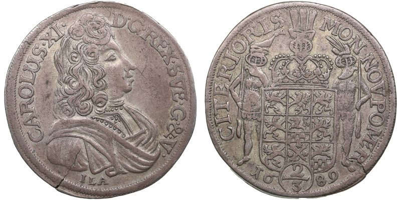 Pomerania (Germany / Sweden) 2/3 Taler (Gulden) 1689 ILA - Karl XI (1660-1697)
1...