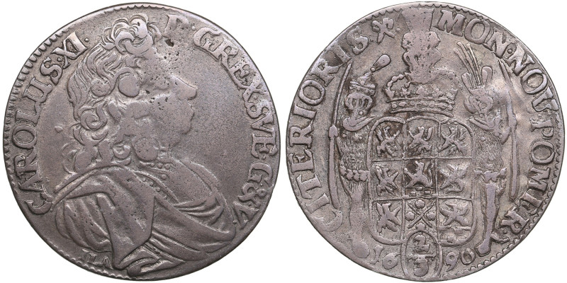 Pomerania (Germany / Sweden) 2/3 Taler (Gulden) 1690 ILA - Karl XI (1660-1697)
1...