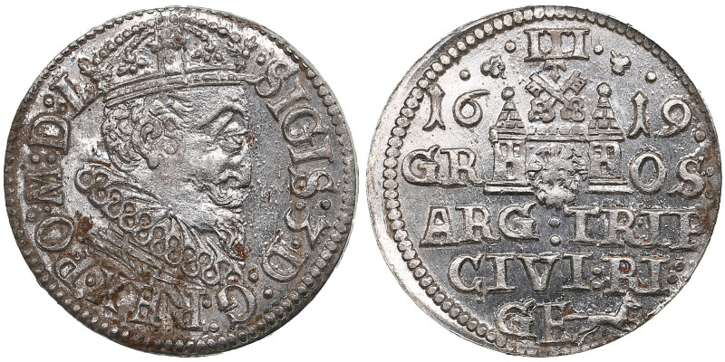 Riga (Poland) AR 3 Groszy (Trojak) 1619 - Sigismund III (1587–1632)
2.11g. UNC/U...