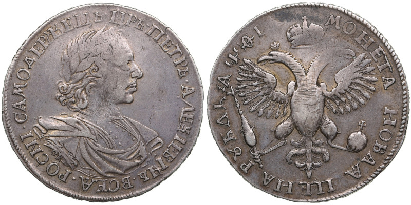 Russia Rouble (AѰѲI/ИI) 1719/18 OK L - Peter I (1682-1725)
27.13g. XF+/XF. The m...