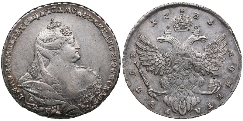 Russia Rouble 1738 - Anna Ioannovna (1730-1740)
25.64g. XF+/AU. An outstanding e...