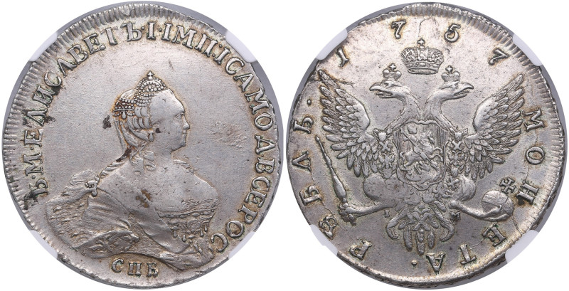 Russia Rouble 1757 СПБ-IM - Elizabeth (1741-1762) - NGC AU 53
Only 6 coins certi...