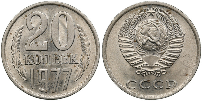 Russia (USSR) 20 Kopecks 1977
3.28g. UNC/UNC. From circulation. Reverse from 3 K...