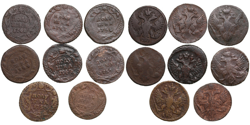 Collection of Russian coins: Polushka 1744-1750, 1754 (8) - Elizabeth (1741-1762...