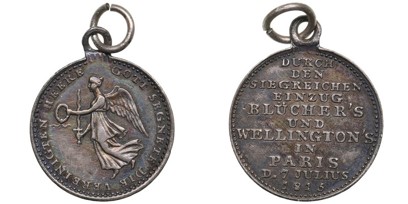 Germany Silver Medal (Jeton) 1815 - Siegespfennig - Blücher and Wellington enter...