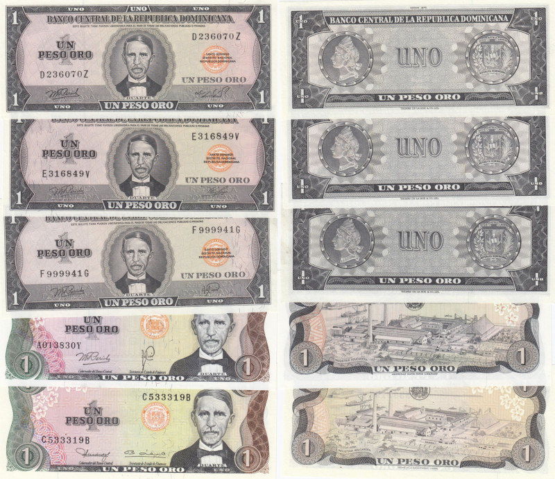 Dominican Republic 1 Peso 1976-80 (5)
UNC. Pick 108,116,117.