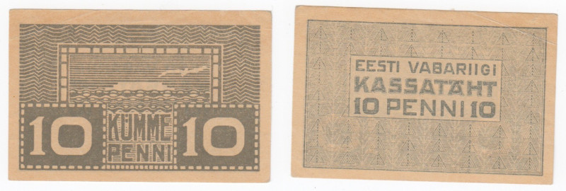 Estonia 10 Penni 1919
AU. Tohv 169 (green). Rare!