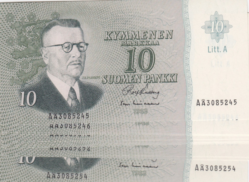 Finland 10 Markkaa 1963 (10)
UNC. Pick 104.