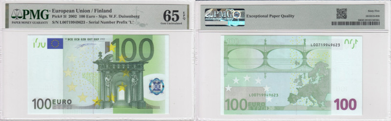 Finland 100 Euro 2002 - Finland - PMG 65 EPQ Gem Uncirculated
Pick 51.