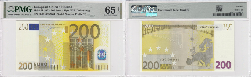 Finland 200 Euro 2002 - Finland - PMG 65 EPQ Gem Uncirculated
Pick 61.