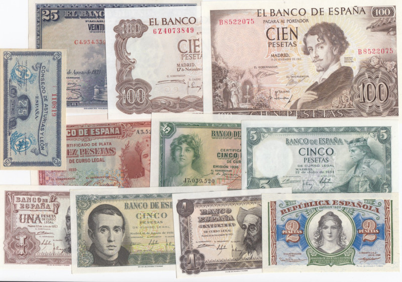 Spain: Group of Banknotes (11)
UNC.