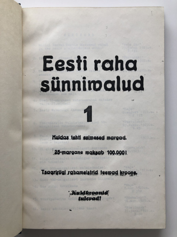 Eesti raha sünnivalud 1, Newspaper articles 1921-1927
Newspaper articles 1921-19...