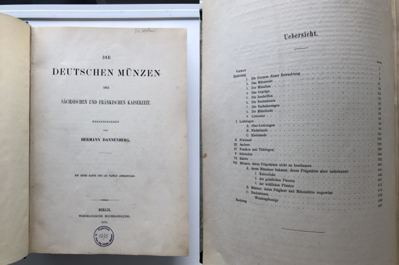 Die Deutsche Münzen der Sächsischen und Fränkischen Kaiserzeit, 1876
H. Dannenbe...