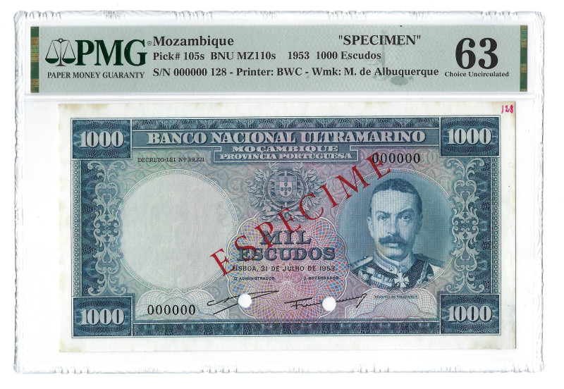 Mozambique. Banknote 1.000 Escudos Banco Nacional Ultramarino, 31/07/1953, Speci...