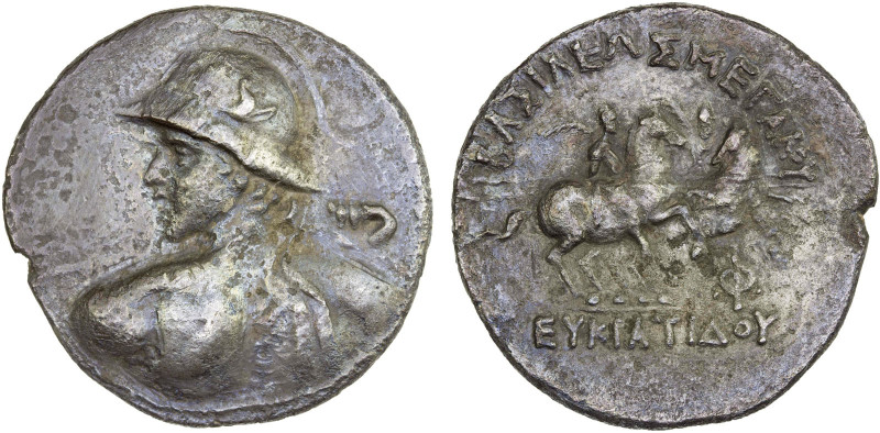 BACTRIA: Eukratides I Megas, ca. 170-145 BC, AR tetradrachm (14.75g), Bop-8B, Mi...